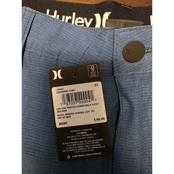 New Hurley Mens Explore Printed Hybrid Walk Shorts 32 Sea View NWT New With Tags - Picture 8 of 8